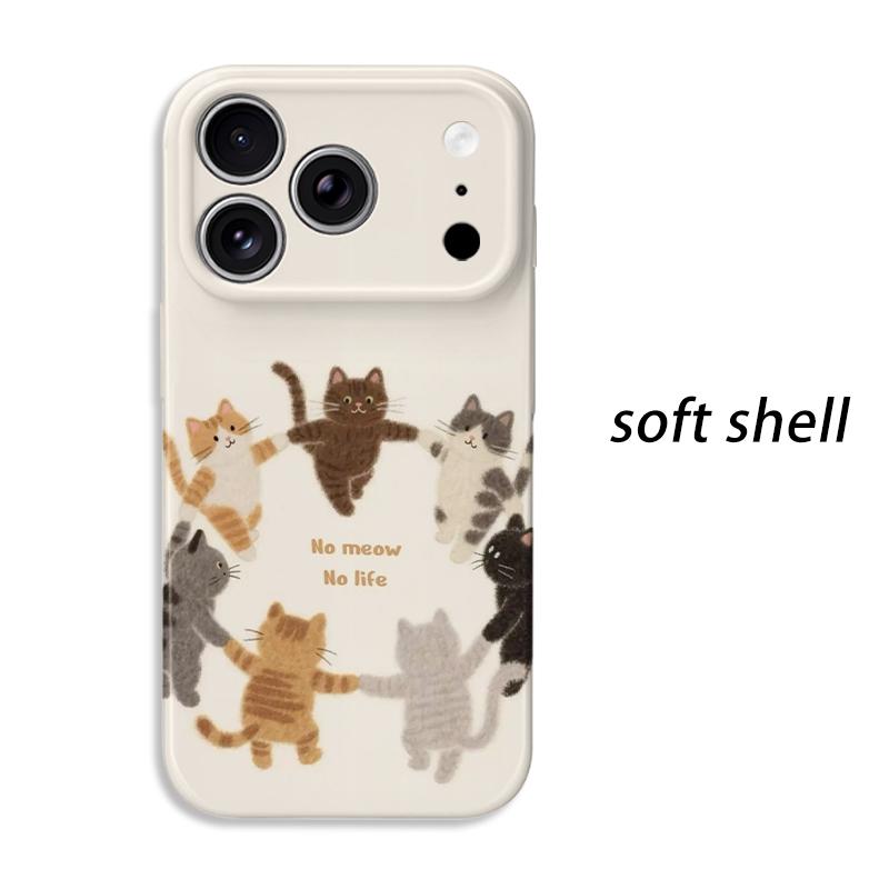 Purrfect Cat Circle No Meow No Life Adorable Graphic Art Film Aesthetic Protective Shockproof Bumper Case Cover For iPhone 13 14 15 16 17 Pro Max Plus