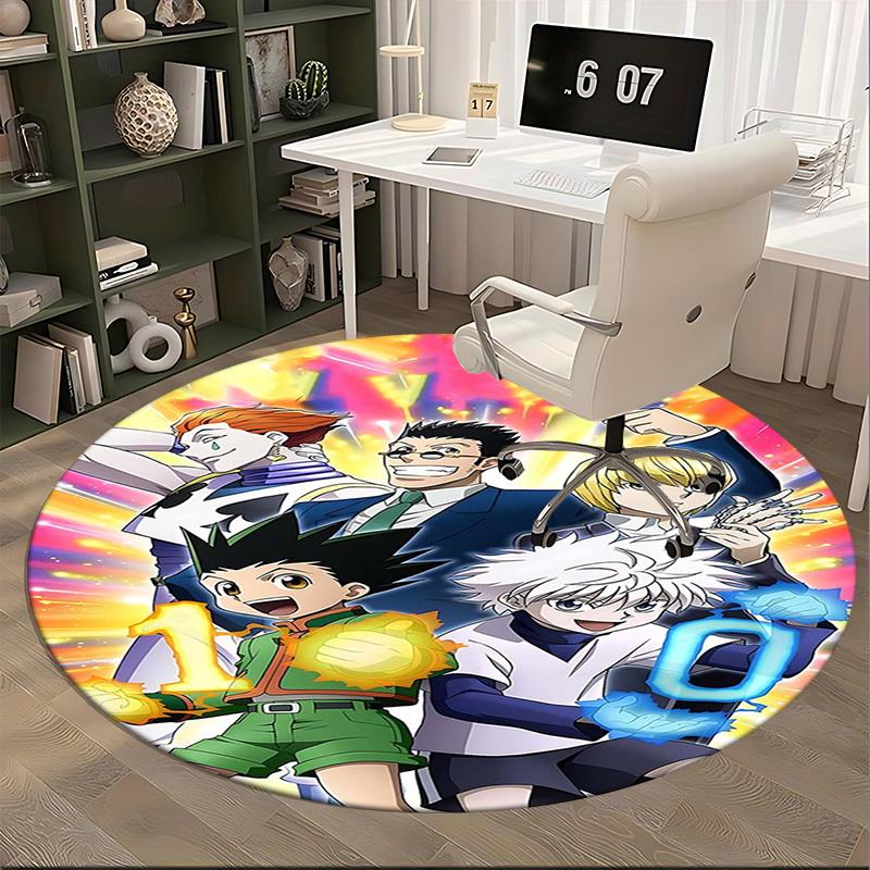 1pc Hunter x Hunter 10th Anniversary Edition Round Carpet - Anime Cartoon Design, Office Chair Mat, Non-Slip Rug for Home Decor, Living Room