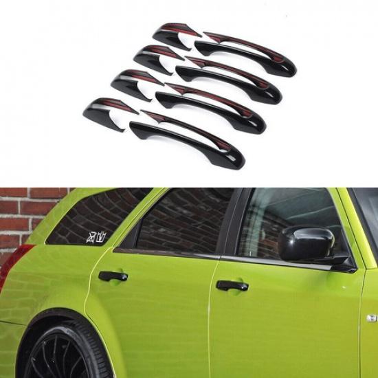 BLACK Exterior Door Handle COVER DECOR Trim Bezel For Chrysler 300C Durango 11+