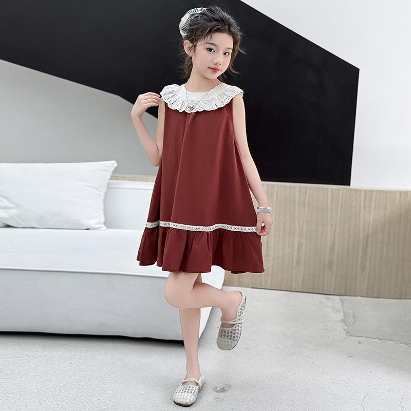 Girls' dress summer new Korean version CUHK children's college style fashionable and western-style navy collar princess dress