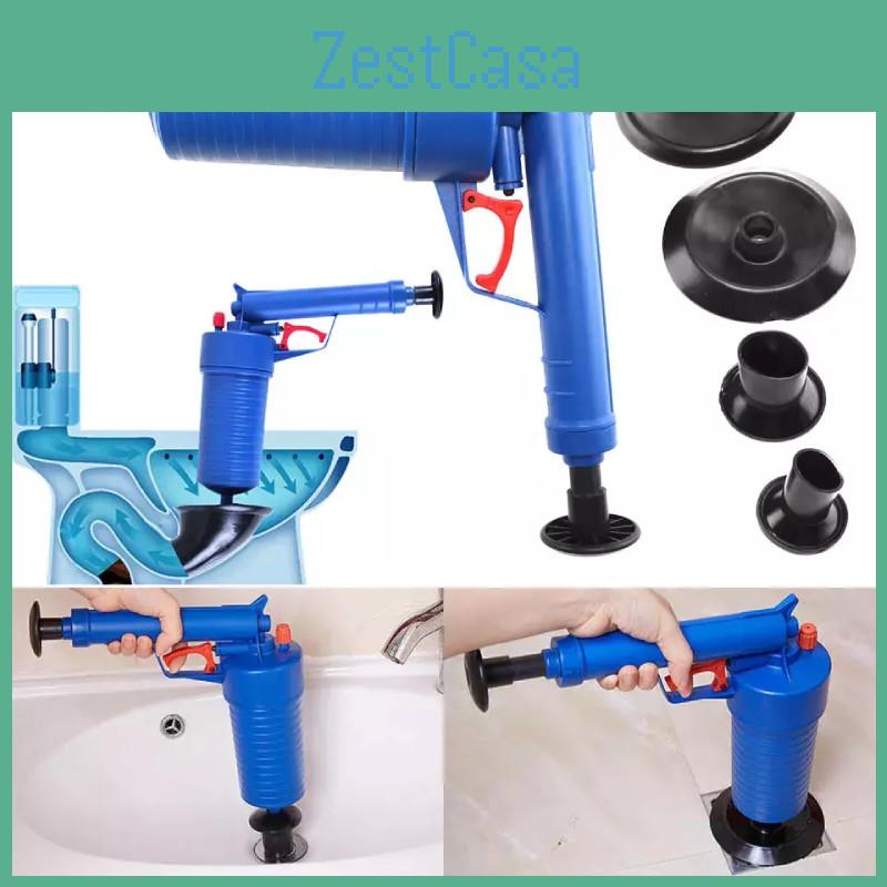 Powerful Blue Plastic Toilet Plunger Home Drain Cleaning Tool For Clogged Pipes