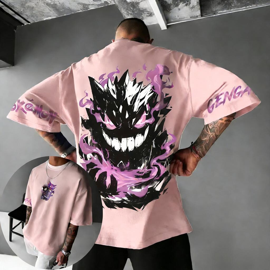2026 Summer New Arrival Pokémon Gengar Tshirt Plus Size Mens Sportswear Outdoor Training Fitness Family Matching Outfits Top