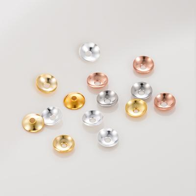 50Pcs 3/4mm 14/18K Gold Color Plated Copper Beads Caps Spacer Beads for DIY Necklace Bracelets Jewelry Making Accessories