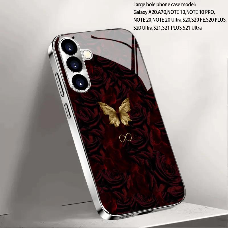 Elegant Dark Rose phone case s26 ultra case glass mobile phones for Samsung Galaxy S26 S25 S24 S23 S22 FE Ultra Plus