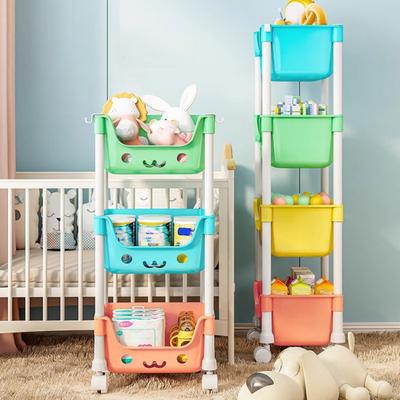 Vierstöckiger Rollwagen, Aufbewahrungsbox mit 360-Grad-Rädern, stabile Konstruktion, starke Tragfähigkeit, Spielzeug-Aufbewahrungswagen, Bücherregal, Snack-Rack