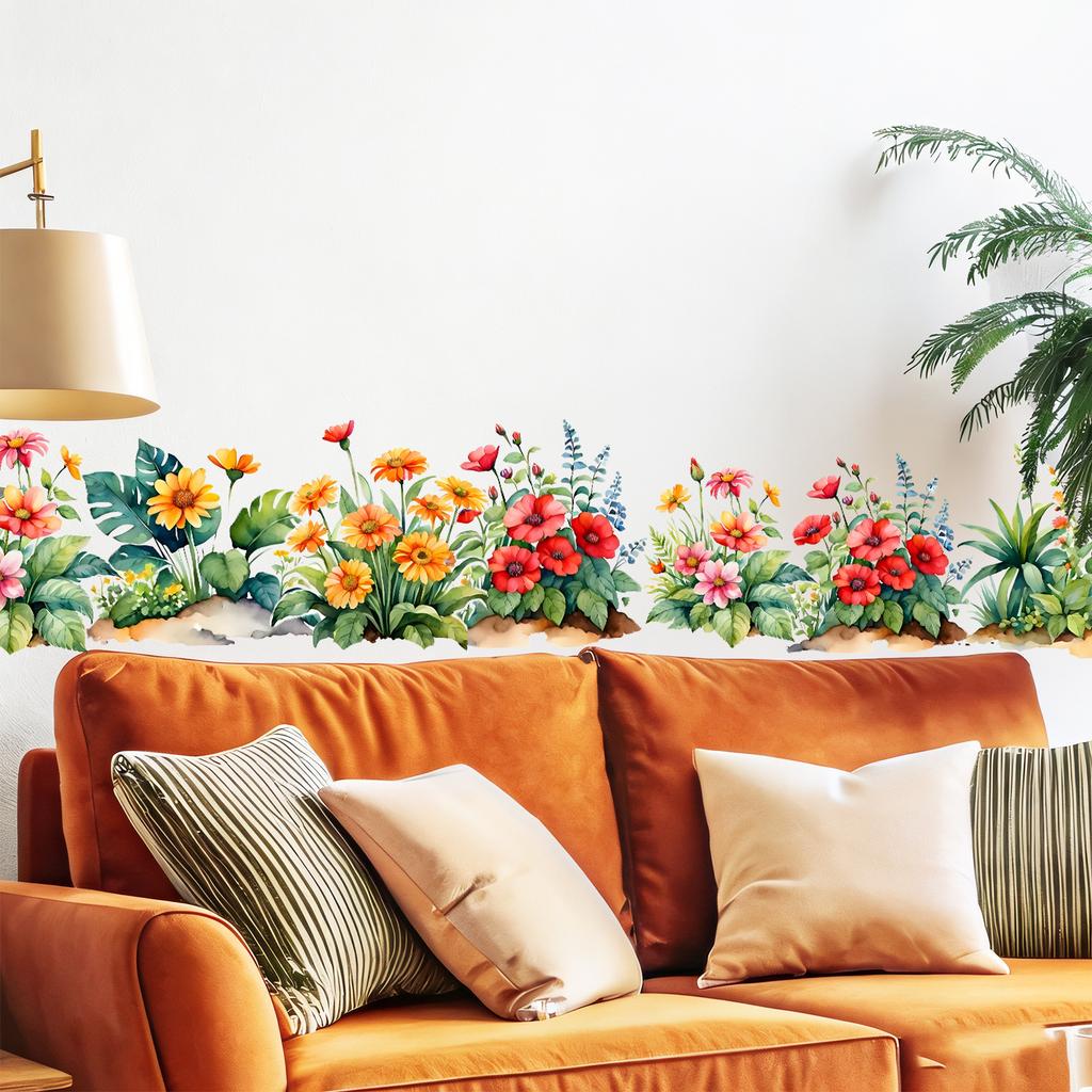 Fresh Floral Green Plants Wall Sticker Self-Adhesive Waterproof Removable Living Room Bedroom Home Decor Art