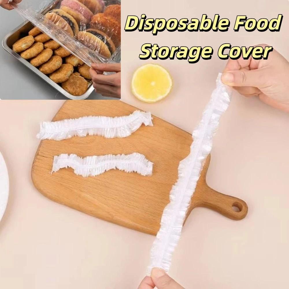 50Pcs/Pack Clear Disposable Food Cover Elastic Band Stretchable Wrap Bowl Covers Fresh-Keeping Household Disposable Dust Cover