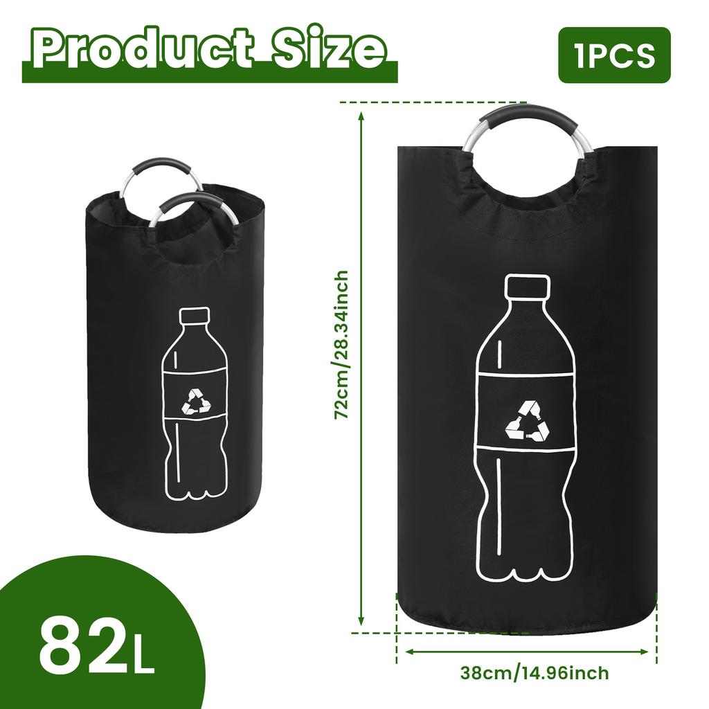 82L Empty Bottle Storage Basket Wastewater Bottle Collection Bag Folding Storage Bag Large Capacity Bin with Aluminum Handle
