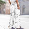 Women's Printed Wide Leg Pants With Pockets High Waist Drawstring Loose Casual Pants