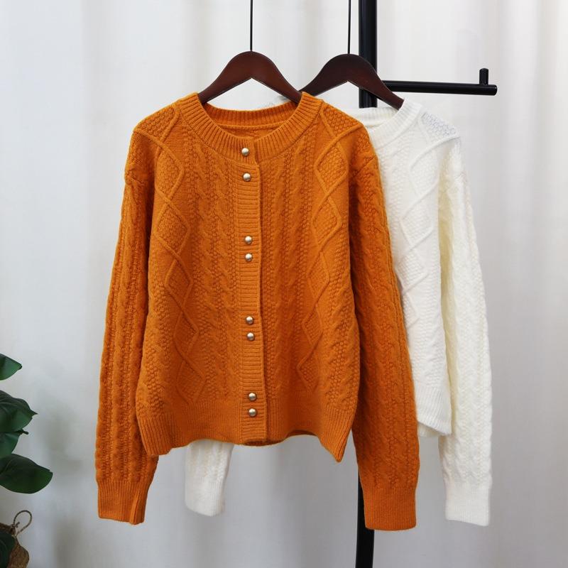 Retro Twist Gentle Wind Knitted Cardigan Autumn and Winter New Design Sense Loose Soft Waxy Sweater Jacket Women