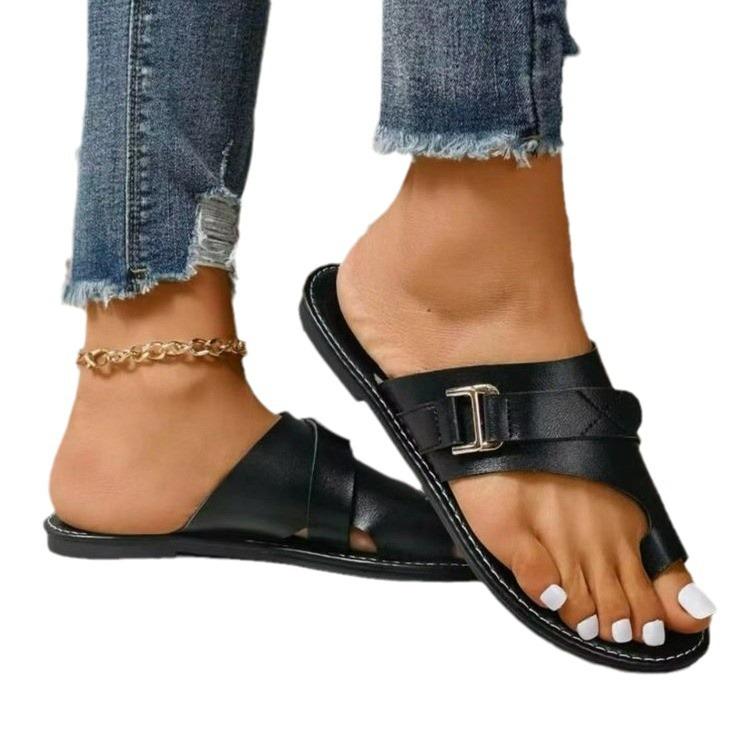 Summer Women's Shoes Sandals Versatile Set Toe Fashion Flat Heel Casual Women's Cool Slippers