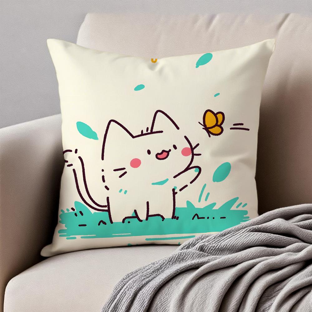 Countrystyle Adorable Animal Illustrations Cushion Cover Pillowcase Antidustmite Invisible Zipper Short Plush Sofa Cushion