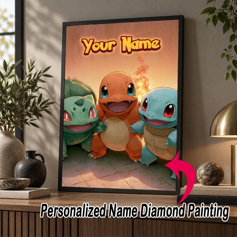Personalized Charmander Diamond Art Custom Name 5D Diamond Painting Full Drill DIY Craft