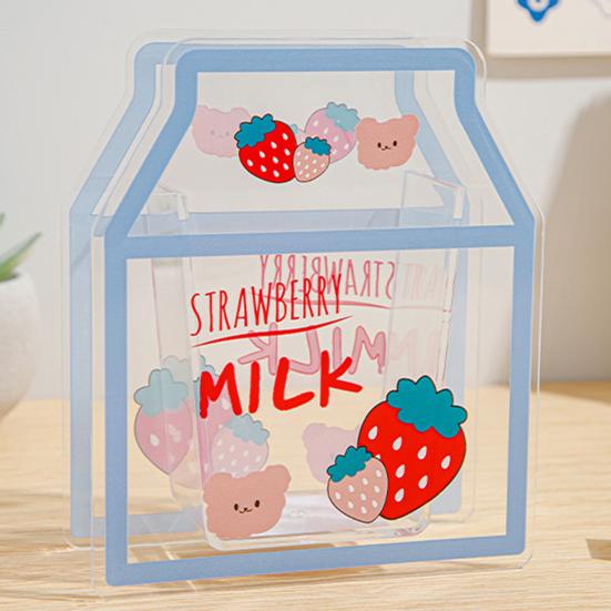 Clear Acrylic Pen Holder Cartoon Milk/Bear Shape Desk Storage Box Makeup Brush Organizer for Home Office School Supplies