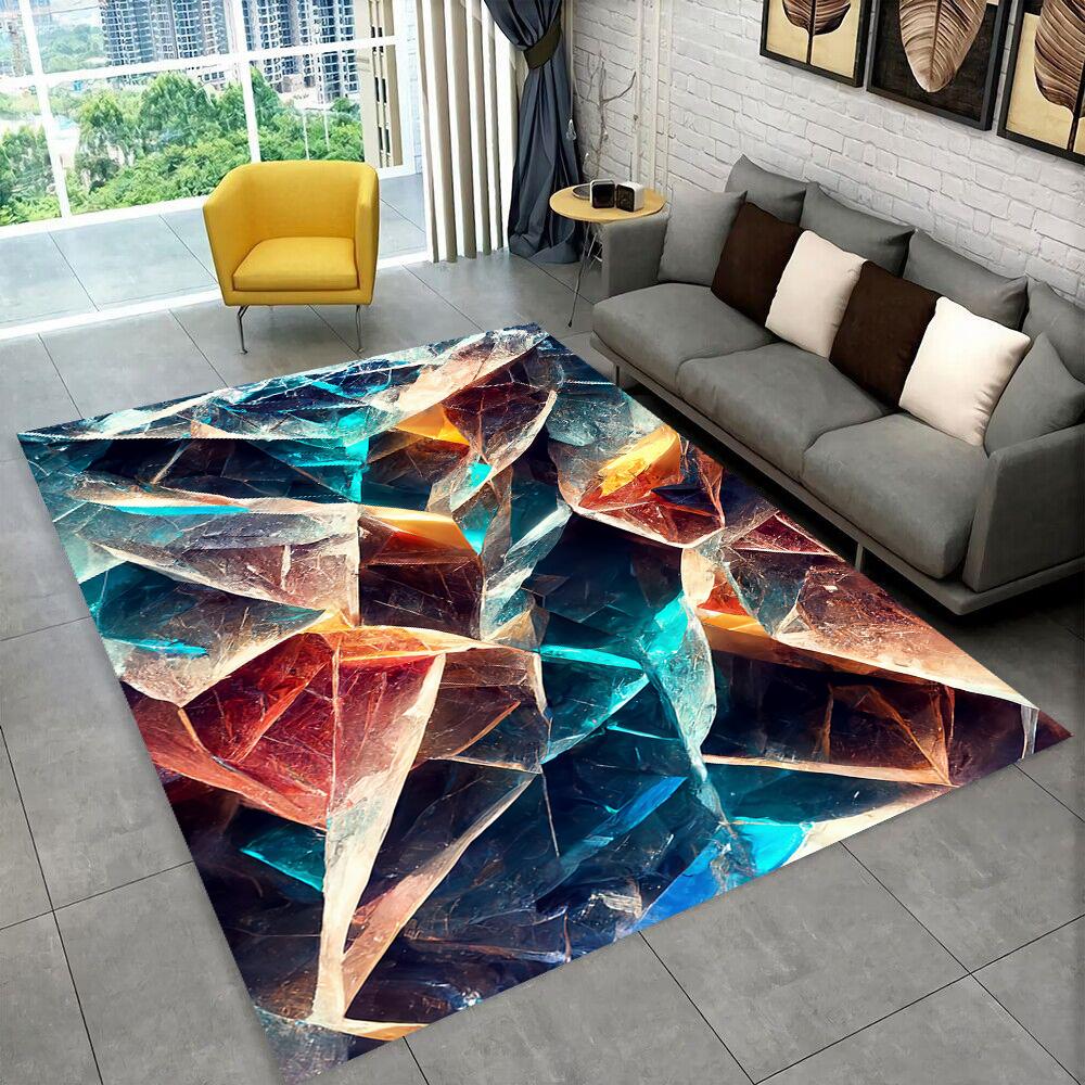 Retro Natural Crystal Ore Stone Area Rug Carpet for Living Room Bedroom Home Decor,kids Play Non-slip for Sofa Doormat Gift