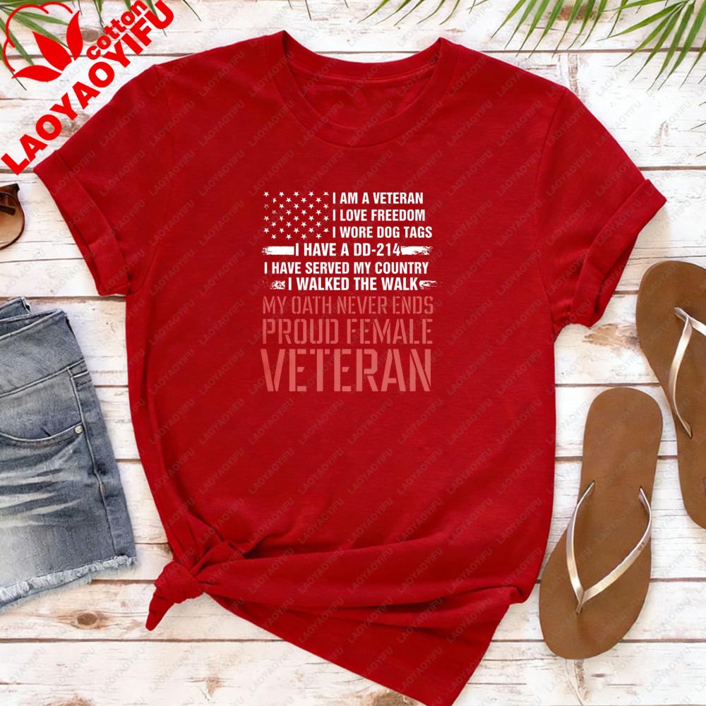 Proud FeUnisex Veteran Shirt Veteran Day Oneck Tshirt 4th of July Gift Veteran Women clothes Thank You Veterans Shirt