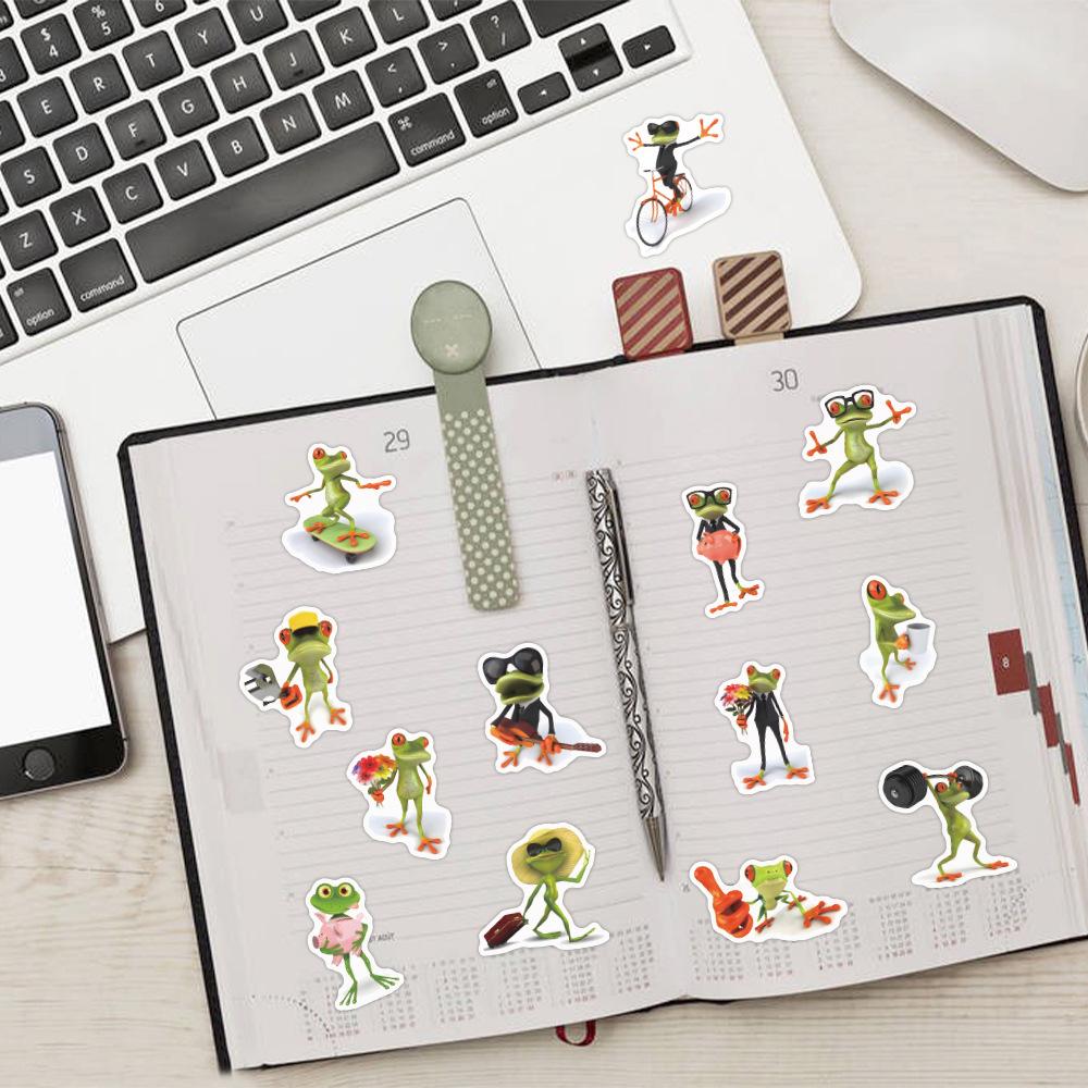 50 Cartoon Funny Frog Graffiti Stickers Cute Children's Goo Card Stickers DIY Mobile Phone Case Suitcase Stickers
