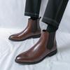 Men Brown Chelsea Motorcycle Boots Casual Outdoor Black Formal Business High Boots Large Size
