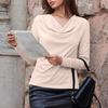 Top da Donna Vestibilità Larga Scollo a V Manica Lunga Camicia Colore Puro Primavera Autunno Blusa Casual Versatile per l'Uso Quotidiano