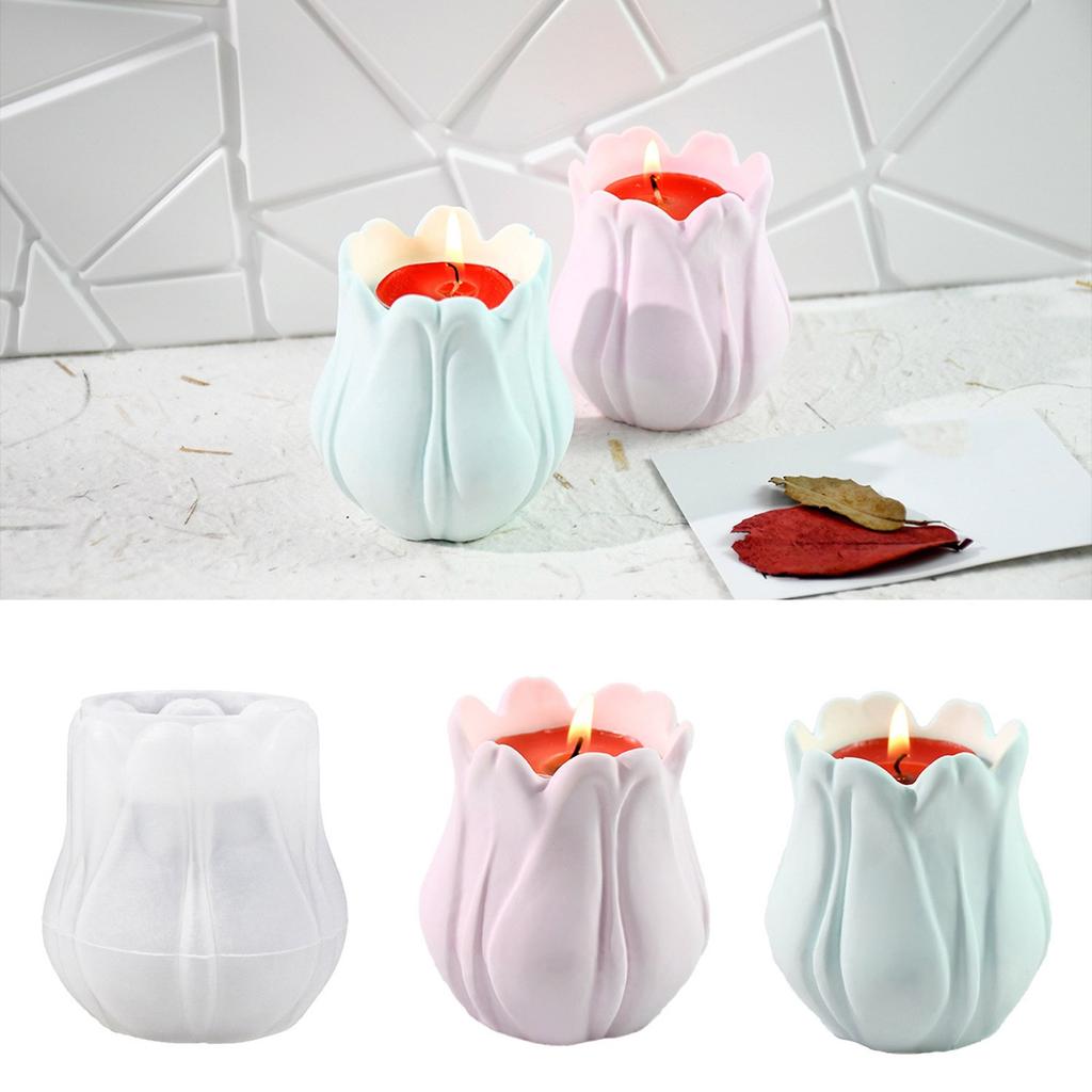 Stampo in Silicone 3D per Candeliere Stampo Decorativo per Base di Candela Stampo per Vaso di Candela in Gesso Elegante Stampo per Decorazioni Domestiche