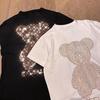 Women Shiny Gold Diamond Bear Printed Short Sleeve Hip Hop Loose Casual T-shirt