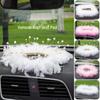 INS Decor Pink/White Feather Pearl Car Anti-slip Mat Console Ornament Storage Pad Cute Auto Accessories Female Car Interior