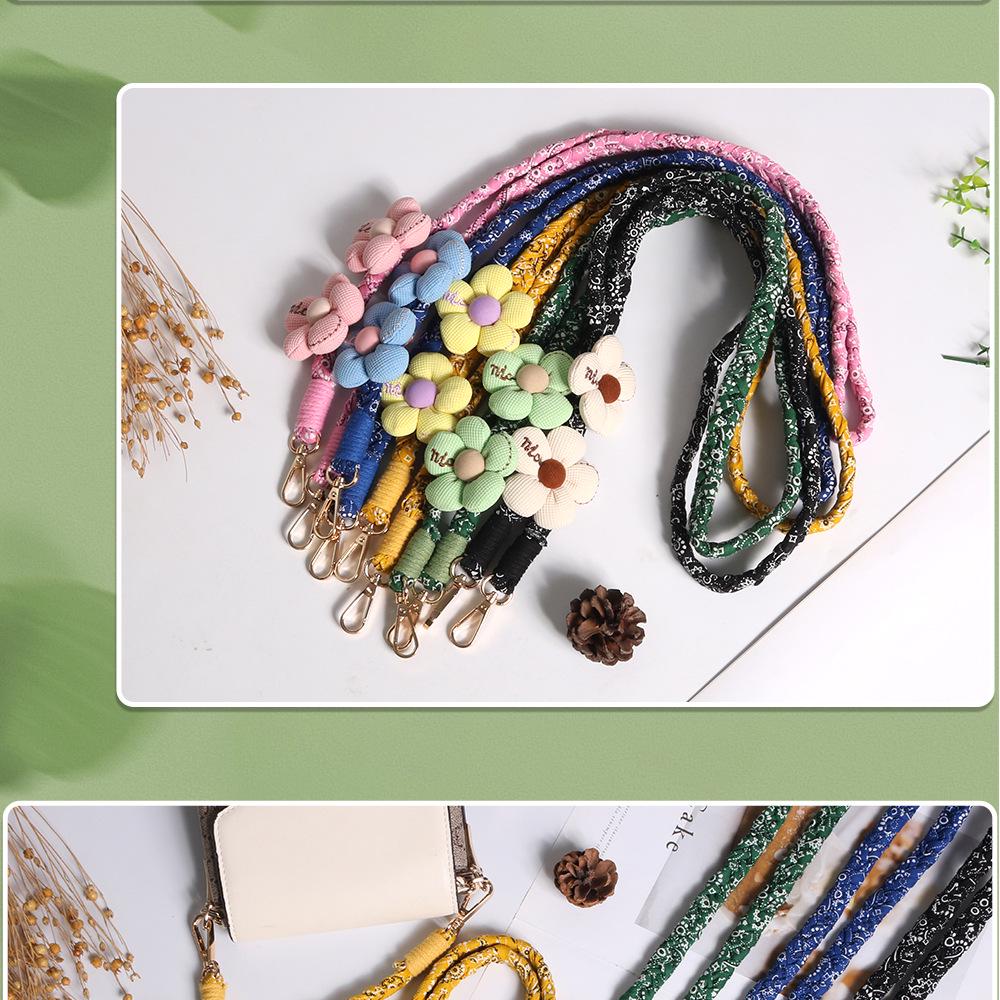 Daisy Flower Crossbody Phone Lanyard: Anti-Lost Handmade Woven Strap with Pendant
