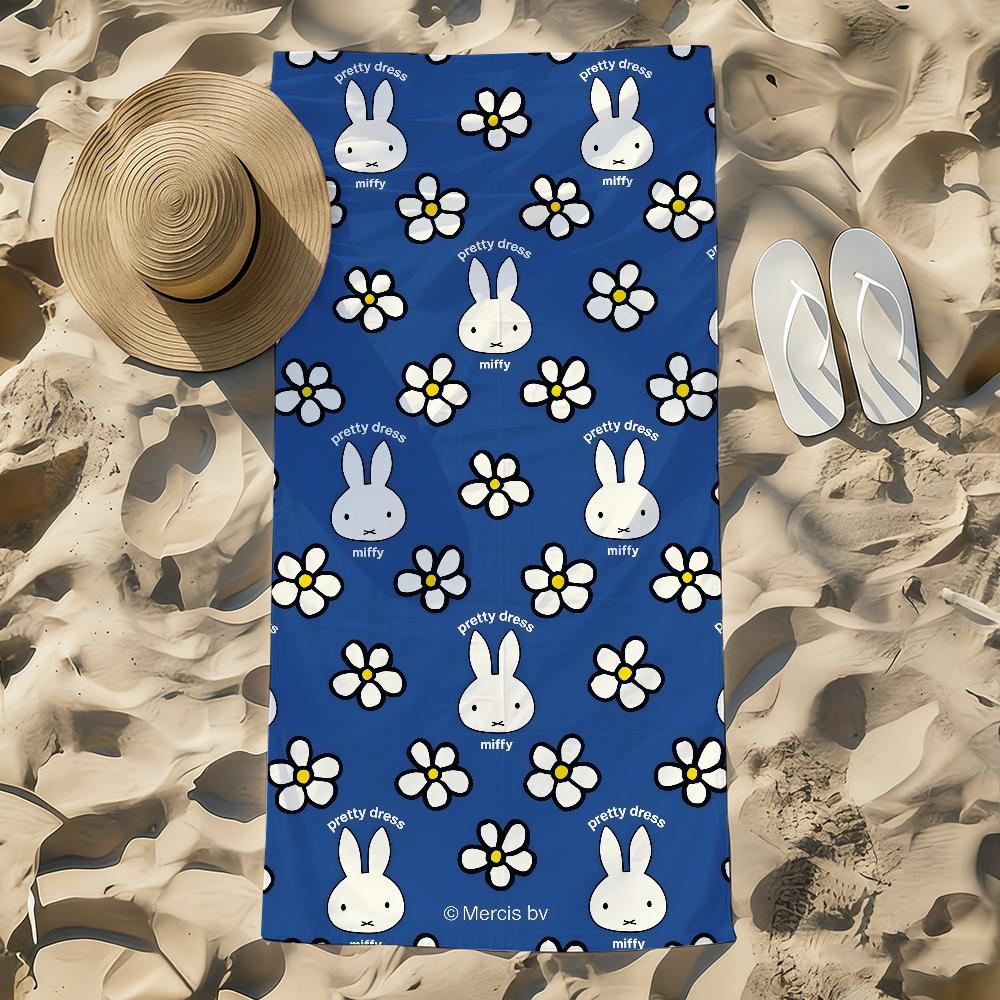 Cartoon M-Miffy Cute Kawaii Bunny Towel Beach Towel Oversized Quick Dry Towel Absorbent Soft Swim Beach Towels for Men Women