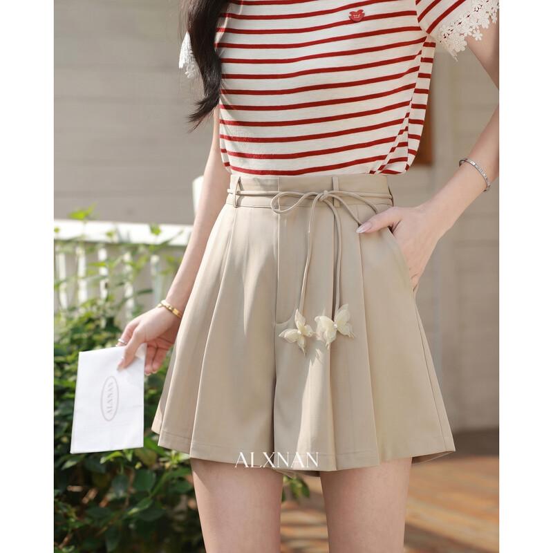 Women s Petite Khaki A-Line Summer Suit Shorts S хаки