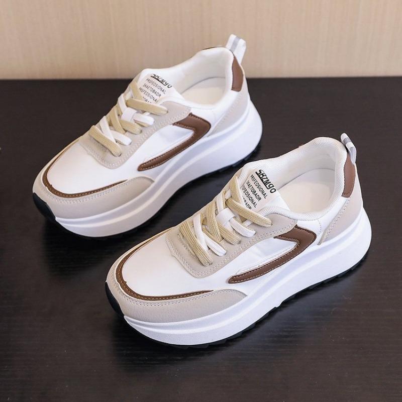 Sneakers spring new women's casual lace-up women's shoes junior high school students show small thick soles women
