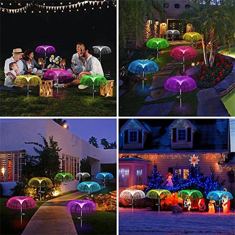 Solar Jellyfish Lights 7 Fargeskiftende Solar Garden Lights Vanntett utendørs blomsterlampe Gårdsplass Pathway Landskapsdekor
