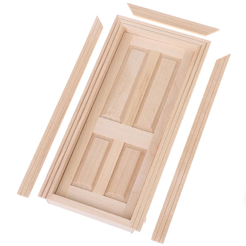 1/12 Dollhouse Miniature Wood External Door Unpainted Doll House Diy Accessories