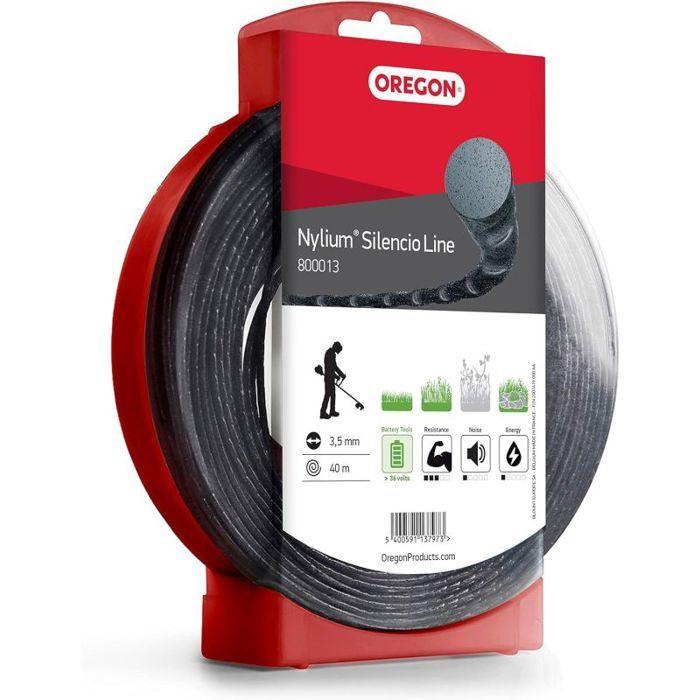 Fil débroussailleuse Rond Torsade Nylium Silencio Noir ø3.5mm/40m Oregon 800013 Faible niveau sonore pour une coupe confortable et