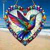 Bohemian Style Hummingbird Heart Catcher - Wall-Mounted Art with Stained Glass Effect, No Electricity Required, Perfect for 11 Festive Occasions, Nurs