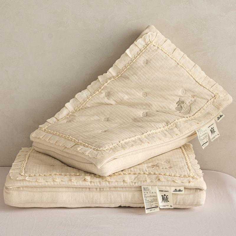 

Two-piece Double-layer Detachable Lace Cotton-linen-silk Pillow - Soft Detachable Silk-cotton-linen Pillow, Home Bedding Items 48x74cm