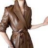 Handmade Genuine Party Wear Fit Brown Women's Casual Lambskin Leather Trench Coat