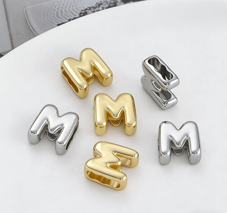 1pc Alphabet Bead Polished Design Mini 3D Bubble 26 Letter Charm for DIY Necklace Bracelet Jewelry Making