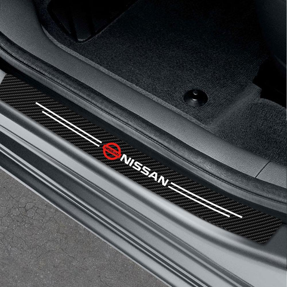 ASD1  Universal Leather Car Door Plate Sill Anti Scuff Protector Welcome Pedal Guard Sticker Center Cover For Nissan Juke Micra Leaf