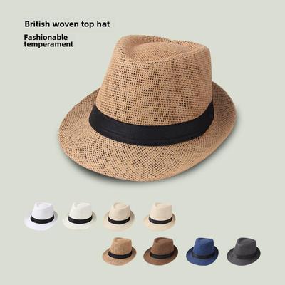 Men's Summer Straw Sun Hat - Breathable UV Protection Fedora
