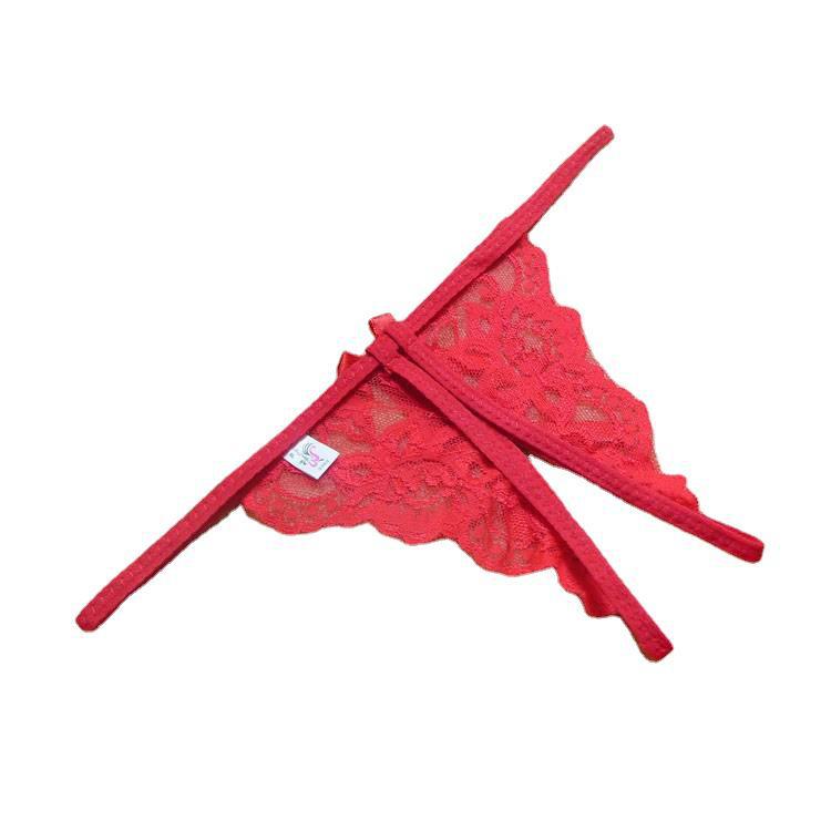 Chilot tanga cu fund deschis, dantelă și fundă - Chiloți sexy mărimi mari T-back