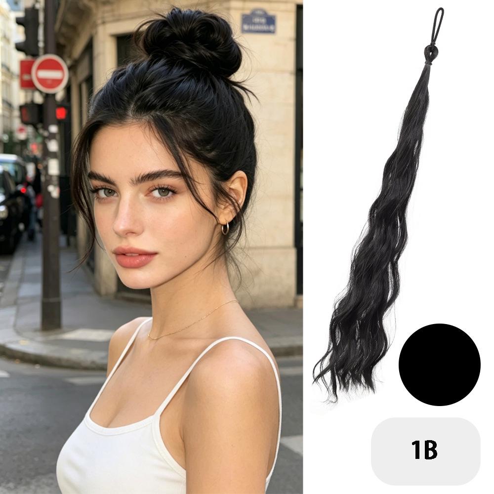 Long Synthetic Messy Bun Ponytail Wig with Rubber Band Hair Tie