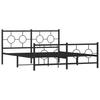 Metal Bed Frame with Headboard and Footboard Black 150 X 200 Cm