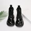 Girls Short Boots Sweet Love Heart Kids Princess Boots Black Glossy Versatile  Autumn  Children Leather Boots Side Zipper