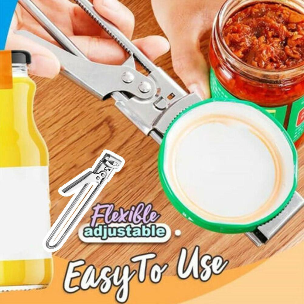 Stainless Steel Adjustable Jar Opener Effortlessly Opens & Bottle Can Opener Lids E0I0
