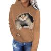 Autumn And Winter New Trendy Women'S Clothing Long-Sleeved Cat Casual Pullover Hooded Sweater Jacket