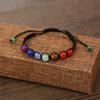 8Mm Natural Stone Bracelet Colorful Volcanic Stone Turquoise Tiger'S Eye Alloy Yoga Woven Bracelet Hand Rope
