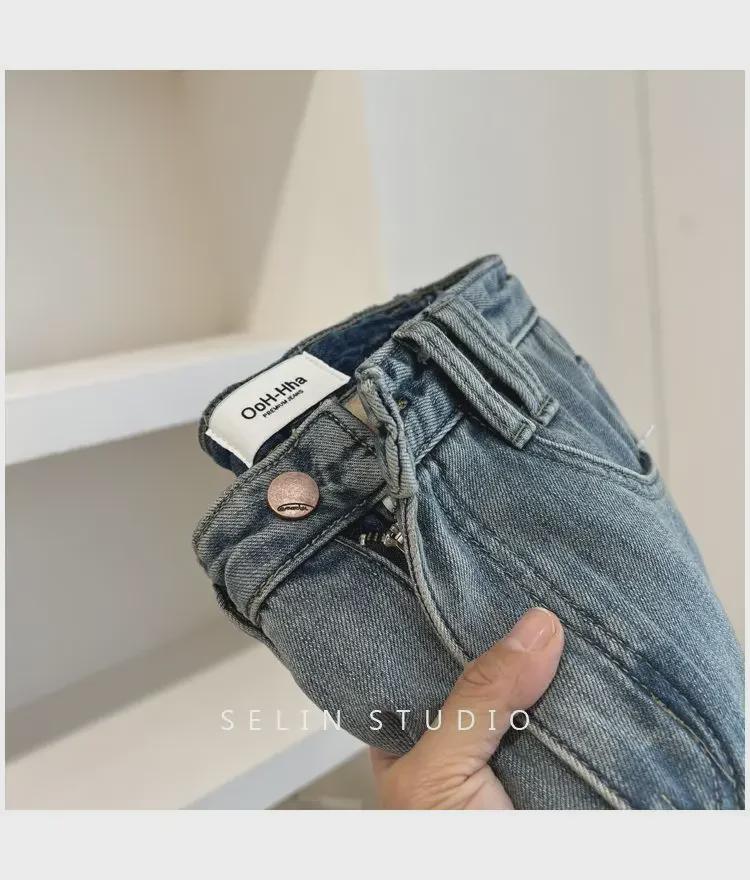 Women's Plus Size Fleece-Lined High Waist Blue Jeans - Winter Slimming Straight Leg Harem Pants