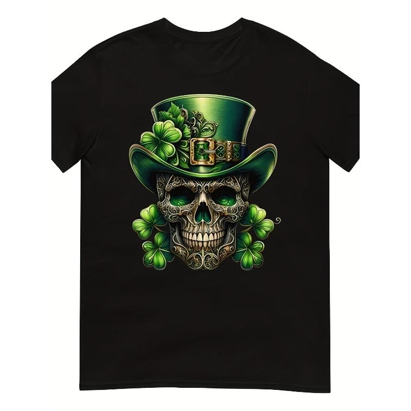 Европейские размеры Мексиканская культура Футболка - День мертвых и Счастливый клевер Святого Патрика Череп из сахара GraphComfic Tee, S