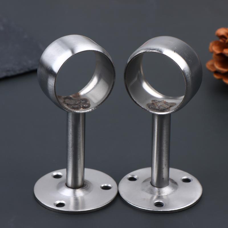 2Pcs Stainless Steel Flange Rod Holder 19-32MM Curtain Ceiling Mount Brackets for Windows Easy Install Sturdy Support