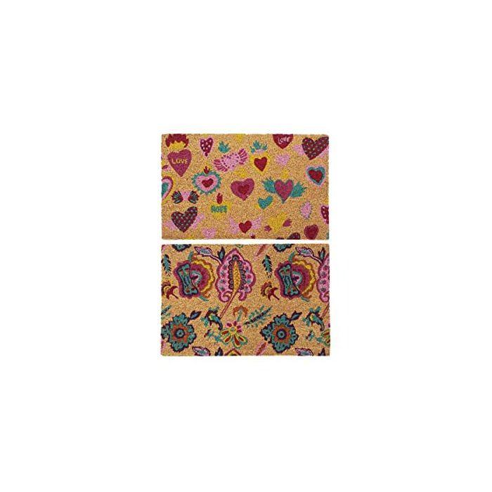 Paillasson en caoutchouc et fibre de coco - DKD Home Decor - 60x40x1,5 cm - Multicolore - Rectangulaire - Standard